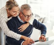 Man and woman embrace