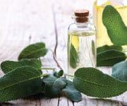 Tincture bottle surrounded by leaves