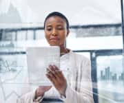 Female scientist reading