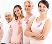 Woman wearing Breast Cancer awareness Ribbon