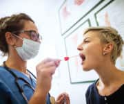 Woman recieving a swab