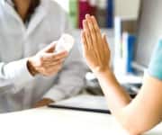 Woman refusing medication