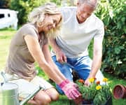 Man and woman gardening
