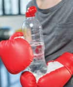 Boxer holding a water bottle
