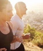Man and woman running