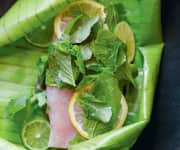 Baked fish with greens