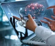 Image of a brain on a computer