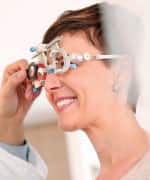Woman getting eyes checked