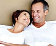 Man and woman smiling