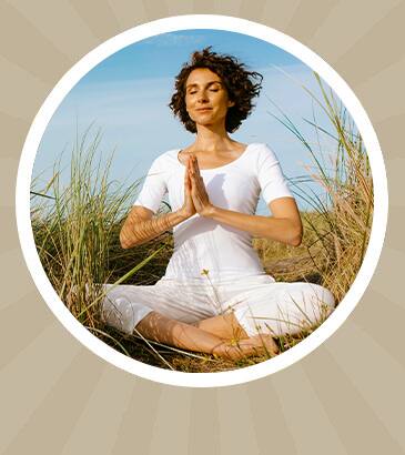 Girl in meditation outside in circle