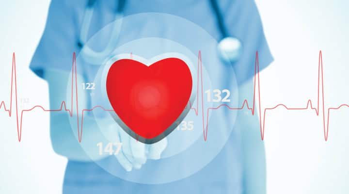 Beating heart being supported against arterial calcification
