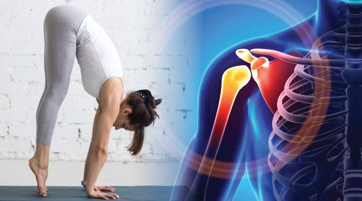 Woman with arthritis doing yoga with slowed breakdown