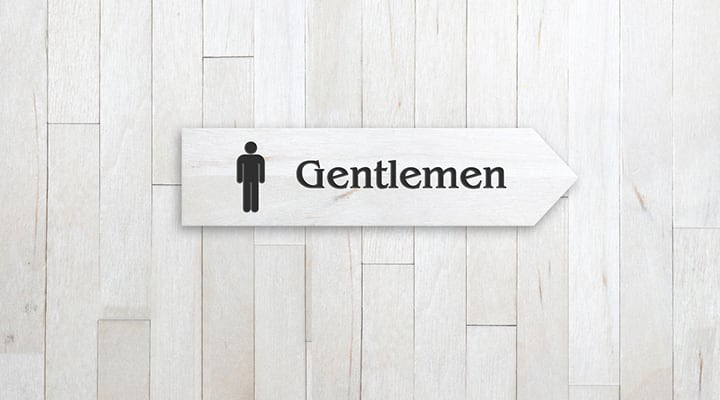 Men’s restroom sign good for benign prostatic hyperplasia that causes urinary symptoms