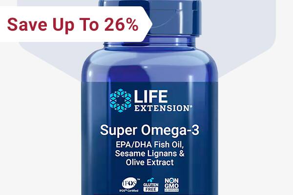 Save up to 26% on Super Omega-3 EPA/DHA Fish Oil, Sesame Lignans & Olive Extract