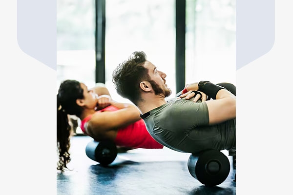 man and woman working out