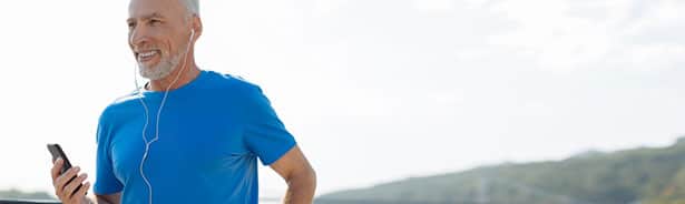 Older man running for better circulation