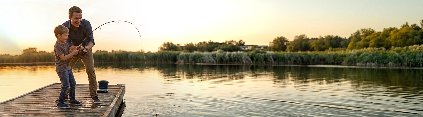 father and son fishing