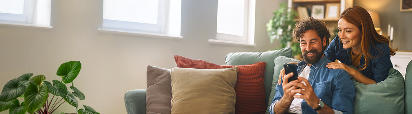 couple looking at a phone