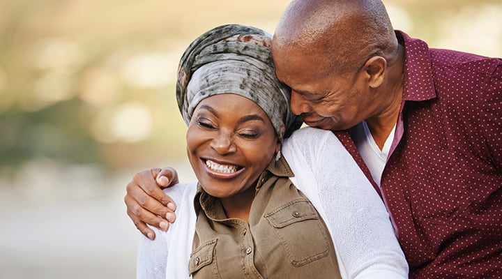 Happy mature couple enjoying each other's company