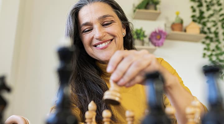 Woman playing chess