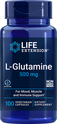 L-Glutamine 500 mg, 100 vegetarian capsules - Life Extension