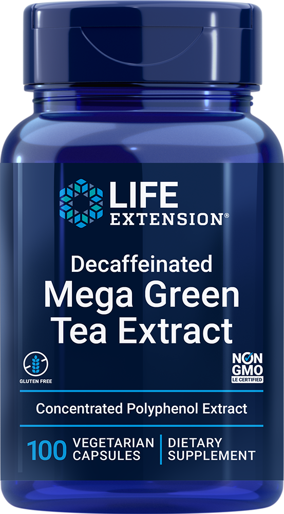 Life Extension Decaffeinated Mega Green Tea Extract (100 Capsules, Vegetarian)