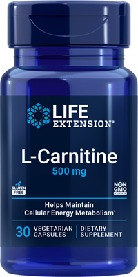 L-Carnitine 500 mg, 30 vegetarian capsules - Life Extension