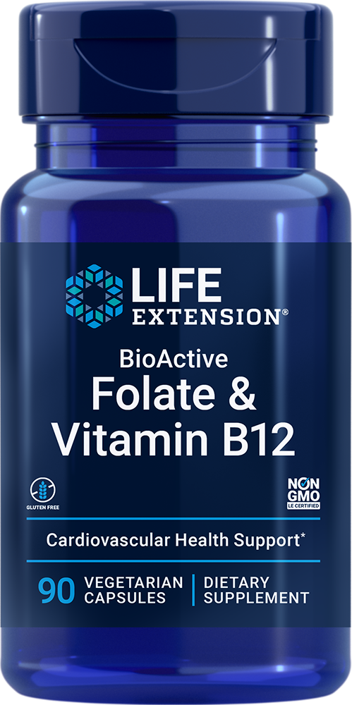 Life Extension BioActive Folate & Vitamin B12 (90 Vegetarian Capsules)