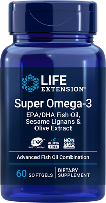 Super Omega-3 EPA/DHA Fish Oil, Sesame Lignans & Olive Extract, 60 softgels