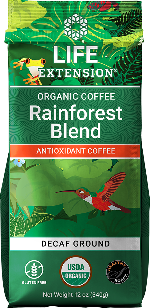 Life Extension Rainforest Blend Decaf Ground Coffee, 12 Oz