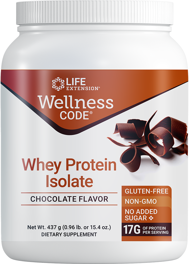 Life Extension Wellness Code Whey Protein Isolate Chocolate 437 grams 29$