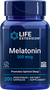 Melatonin 500 mcg, 200 vegetarian capsules - Life Extension