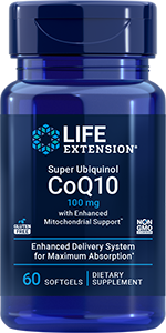 Super Ubiquinol CoQ10 with Enhanced Mitochondrial Support™ 100 mg, 60 softgels - Life Extension