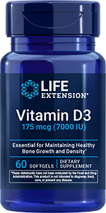 Vitamin D3, 175 mcg (7000 IU), 60 softgels