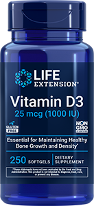 Vitamin D3 25 mcg (1000 IU), 250 softgels - Life Extension