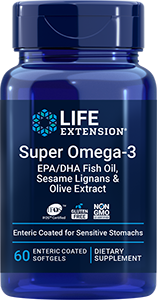 Super Omega-3 EPA/DHA Fish Oil, Sesame Lignans & Olive Extract (Enteric Coated), 60 enteric-coated softgels