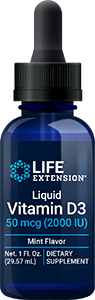 Liquid Vitamin D3 (Mint) 50 mcg (2000 IU), 29.57 ml - Life Extension