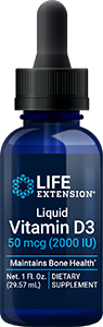 Liquid Vitamin D3 50 mcg (2000 IU), 29.57 ml - Life Extension