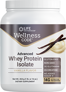Wellness Code™ Advanced Whey Protein Isolate Vanilla Flavor, Net Wt 454 g (1 lb. or 16 oz.), 454 grams