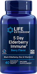 5 Day Elderberry Immune (Berry Flavor)  40 vegetarian chewable tablets - Life Extension