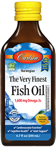 Very Finest Fish Oil Omega 3 DHA & EPA (lemon) 200 ml - Life Extension