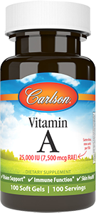 Vitamin A, 25000 IU (7,500 mcg RAE), 100 softgels