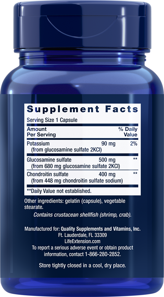 Glucosamine Chondroitin Capsules, 100 capsules Life Extension