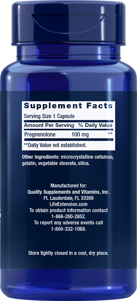 Thumbnail 2 of 2: Pregnenolone, 100 mg, 100 capsules