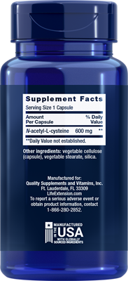 N-Acetyl-L-Cysteine, NAC Supplement, 60 capsules - Life Extension N-Acetyl-L-Cysteine, NAC Supplement, 60 capsules - Life Extension