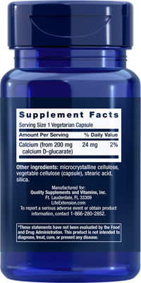 Calcium D-Glucarate, 60 vegetarian capsules - Life Extension Calcium D-Glucarate, 60 vegetarian capsules - Life Extension