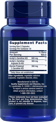 Optimized Carnitine, 60 capsules - Life Extension Optimized Carnitine, 60 capsules - Life Extension