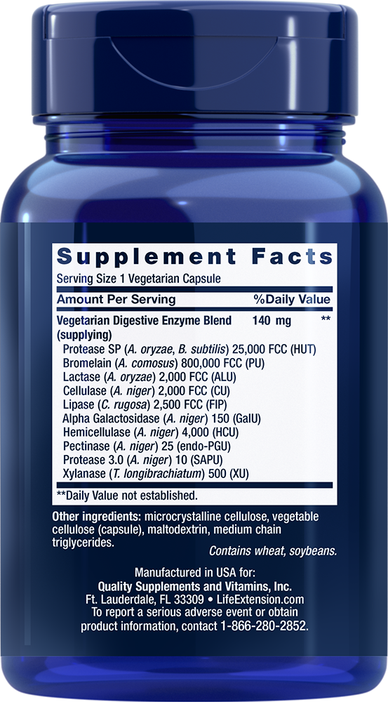 Enhanced Super Digestive Enzymes, 60 vegetarian capsules Life Extension