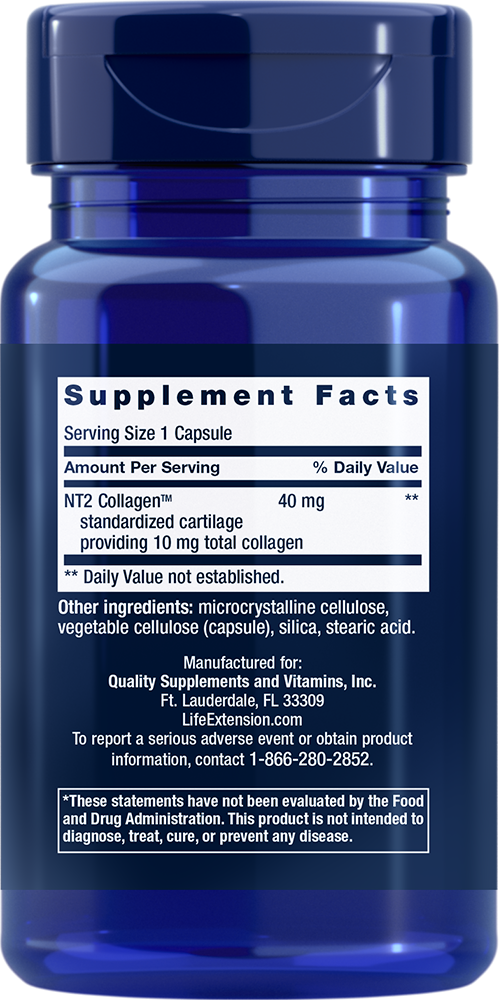 Thumbnail 2 of 2: Supplement Facts for NT2 Collagen™ 40 mg, 60 small capsules