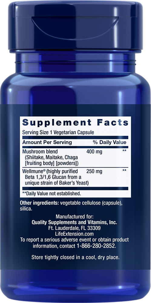 Mushroom Immune with Beta Glucans, 30 vegetarian capsules - Life Extension
